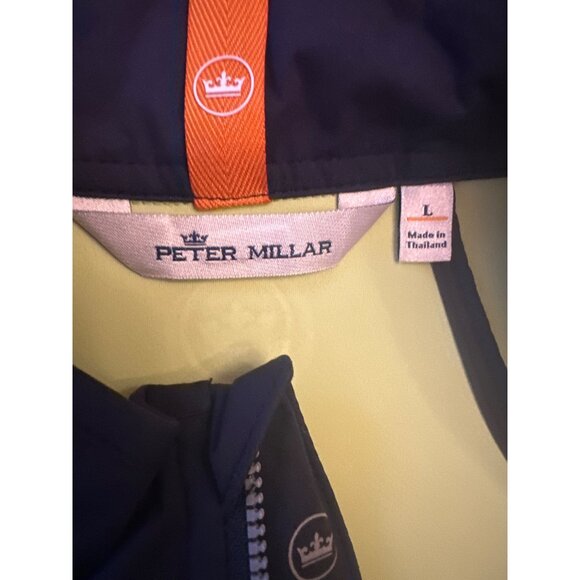 Peter Millar Mens Sleeveless Golf Vest Jacket L Navy & Yellow Polyester - Picture 2 of 5